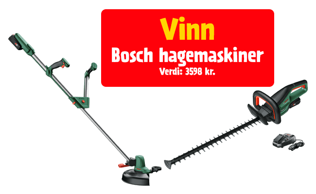 Vinn Bosch hagemaskiner - gresstrimmer og hekksaks