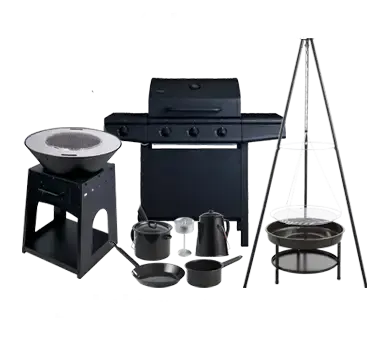 Grill og bålpanner med tilbehør