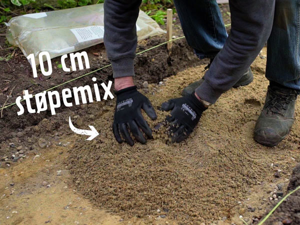 Tilsett 10 cm støpeblanding